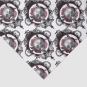 Skulls en Flowers op White Decoupage Tissuepapier (Detail)