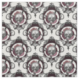Skulls en Flowers op White Stof