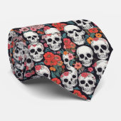 Skulls en Flowers Stropdas (Opgerold)