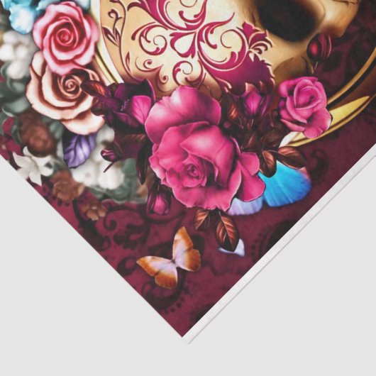 Skulls en Flowers Tissuepapier (Detail)