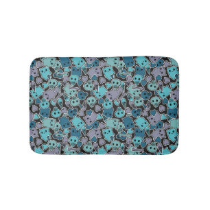 Skulls en harten op zwarte achtergrond 2 badmat