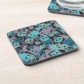 Skulls en harten op zwarte achtergrond 2 bier onderzetter (Linkerzijde)