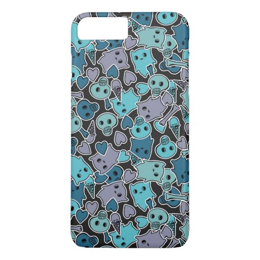 Skulls en harten op zwarte achtergrond 2 Case-Mate iPhone case (Achterkant)