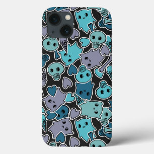 Skulls en harten op zwarte achtergrond 2 Case-Mate iPhone case