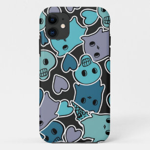 Skulls en harten op zwarte achtergrond 2 Case-Mate iPhone case