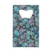 Skulls en harten op zwarte achtergrond 2 creditkaart flessenopener (Achterkant)