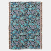 Skulls en harten op zwarte achtergrond 2 deken (Voorkant Verticaal)