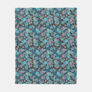 Skulls en harten op zwarte achtergrond 2 fleece deken