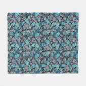 Skulls en harten op zwarte achtergrond 2 fleece deken (Voorkant (Horizontaal))