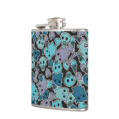 Skulls en harten op zwarte achtergrond 2 heupfles (Links)