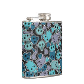 Skulls en harten op zwarte achtergrond 2 heupfles (Rechts)