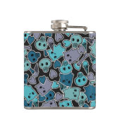 Skulls en harten op zwarte achtergrond 2 heupfles (Achterkant)