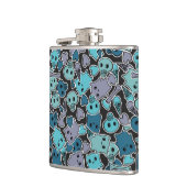 Skulls en harten op zwarte achtergrond 2 heupfles (Links)