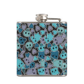 Skulls en harten op zwarte achtergrond 2 heupfles (Achterkant)