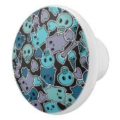 Skulls en harten op zwarte achtergrond 2 keramische knop (Rechts)