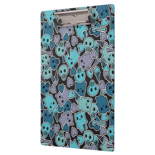 Skulls en harten op zwarte achtergrond 2 klembord (Links)