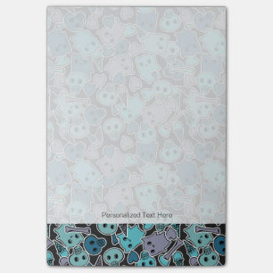 Skulls en harten op zwarte achtergrond 2 post-it® notes
