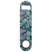 Skulls en harten op zwarte achtergrond 2 speed flessenopener (Achterkant)