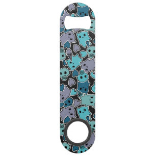 Skulls en harten op zwarte achtergrond 2 speed flessenopener