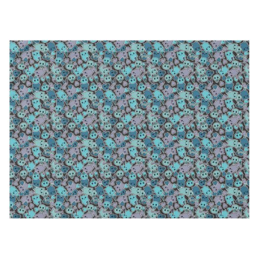 Skulls en harten op zwarte achtergrond 2 tafelkleed (Voorkant (Horizontaal))