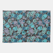 Skulls en harten op zwarte achtergrond 2 theedoek (Horizontaal)