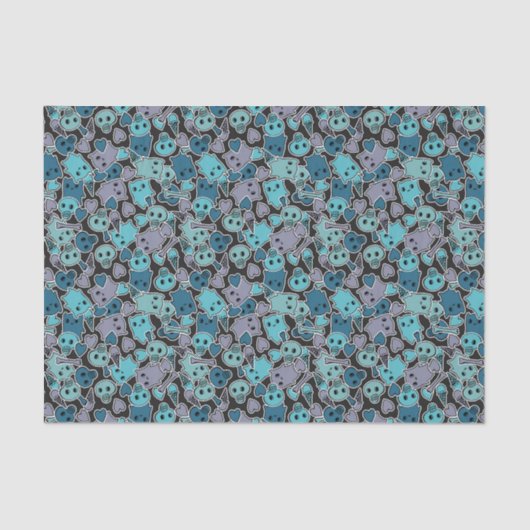 Skulls en harten op zwarte achtergrond 2 tissuepapier (Voorkant)