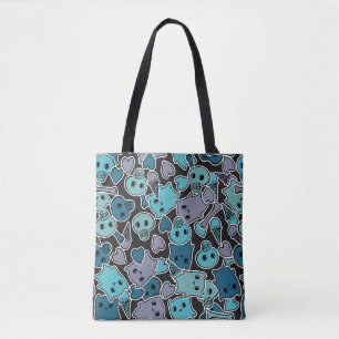 Skulls en harten op zwarte achtergrond 2 tote bag