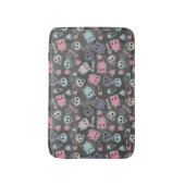 Skulls en harten op zwarte achtergrond badmat (Voorkant Verticaal)