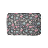 Skulls en harten op zwarte achtergrond badmat (Voorkant)