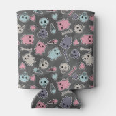 Skulls en harten op zwarte achtergrond blikjeskoeler (Achterkant)