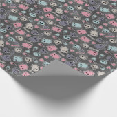 Skulls en harten op zwarte achtergrond cadeaupapier (Hoek)