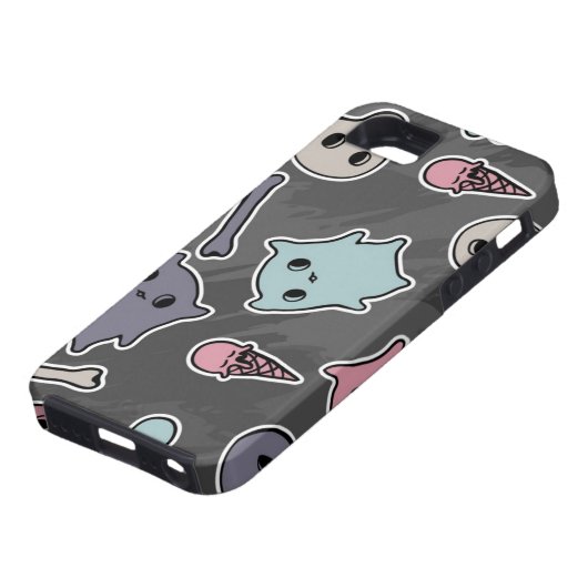 Skulls en harten op zwarte achtergrond Case-Mate iPhone case (Onderkant)