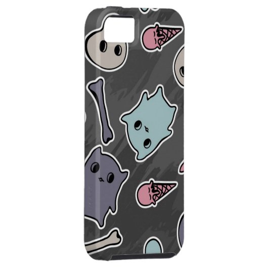 Skulls en harten op zwarte achtergrond Case-Mate iPhone case (Back/Rechts)