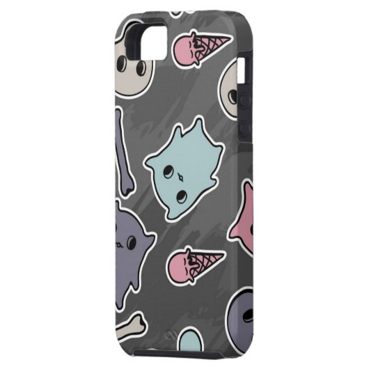 Skulls en harten op zwarte achtergrond Case-Mate iPhone case (Achterkant Links)