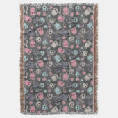 Skulls en harten op zwarte achtergrond deken (Voorkant Verticaal)