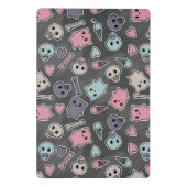 Skulls en harten op zwarte achtergrond mini klembord (Achterkant)