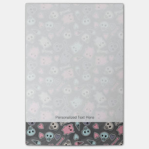 Skulls en harten op zwarte achtergrond post-it® notes