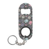 Skulls en harten op zwarte achtergrond sleutelhanger flessenopener (Voorkant)