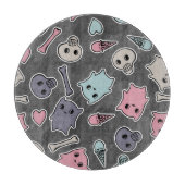 Skulls en harten op zwarte achtergrond snijplank (Voorkant)