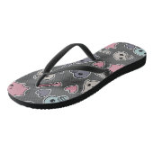 Skulls en harten op zwarte achtergrond teenslippers (Schuin)