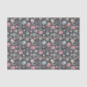 Skulls en harten op zwarte achtergrond tissuepapier (Voorkant)