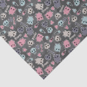 Skulls en harten op zwarte achtergrond tissuepapier (Detail)