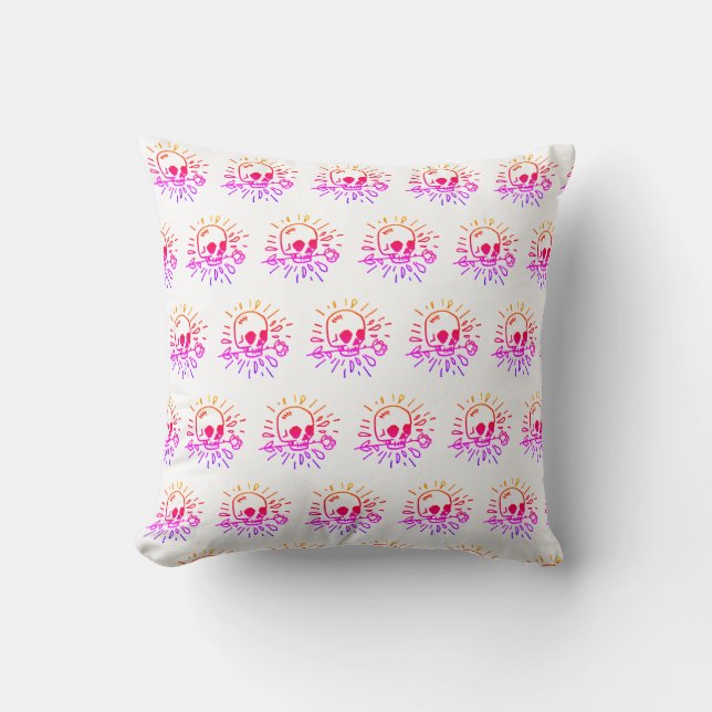 Skulls en Hearts Pillow met Kleur REVERSIBLE Kussen (Voorkant)