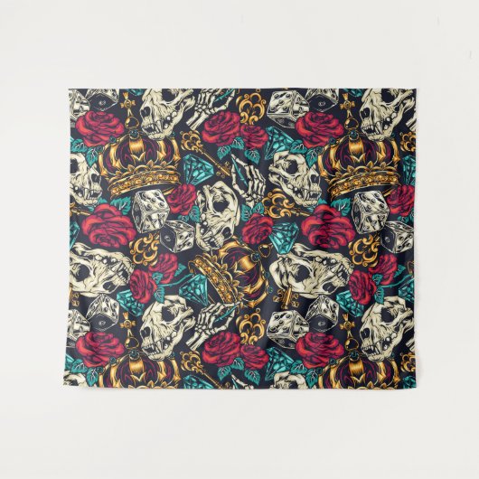 Skulls en kronen wandkleed (Voorkant (horizontaal))