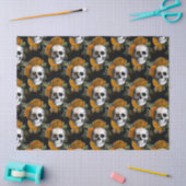 Skulls en Oranje bloemen op zwarte ontkoppeling Tissuepapier (Craft)