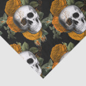 Skulls en Oranje bloemen op zwarte ontkoppeling Tissuepapier (Detail)