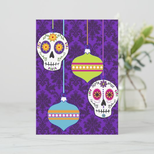 Skulls en Ornamenten uitnodiging (Staand voorkant)