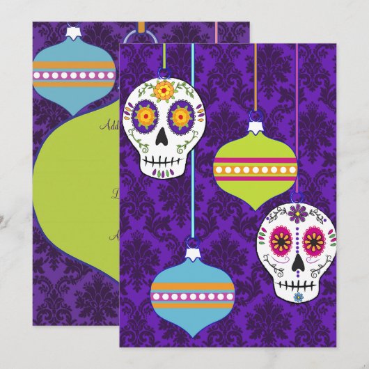 Skulls en Ornamenten uitnodiging (Voorkant / Achterkant)