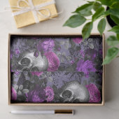 Skulls en Paarse Rozen op lichte Paarse ontkoppeli Tissuepapier (Geschenk)