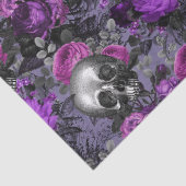 Skulls en Paarse Rozen op lichte Paarse ontkoppeli Tissuepapier (Detail)